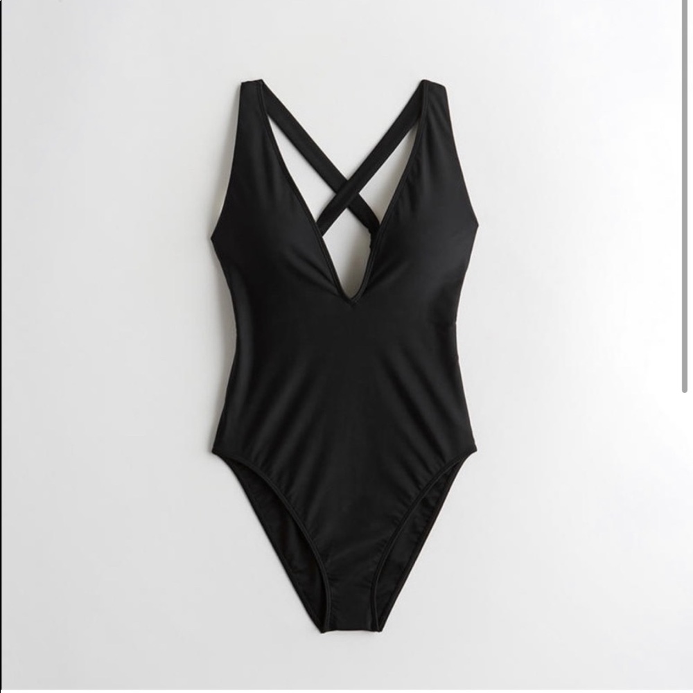 Hollister Tie-Back Deep V One-Piece Swimsuit -XS